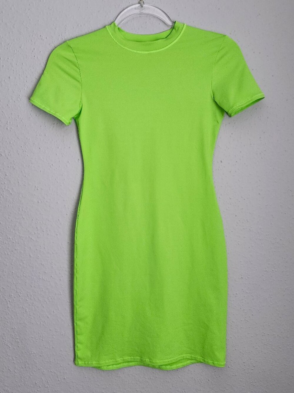 SKIMS Signature Swim Neon Green T-Shirt Bodycon Dress Cover-Up S